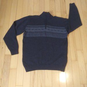Oscar De La Renta mens   pullover gray sweater 1/4 zip 100% cotton  size   XL